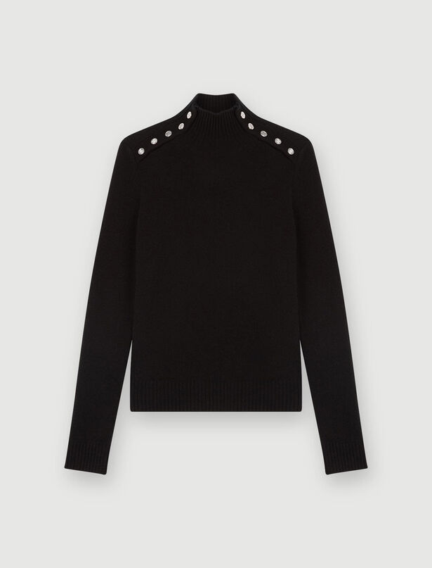 마쥬 Maje Cashmere sweater with stand-up collar,Black