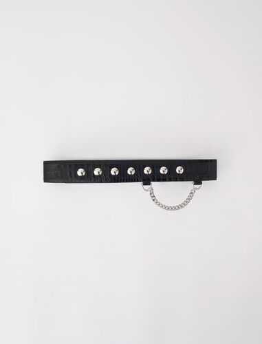 Maje Snap button leather belt and chain. 1