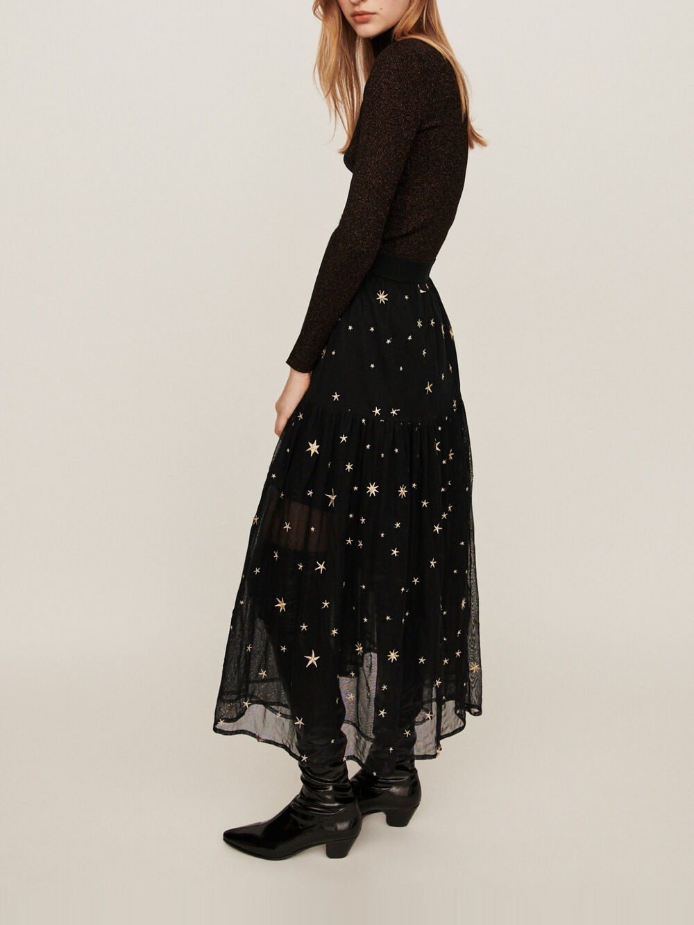 119JISTAR Star-embroidered tulle skirt - Skirts & Shorts - Maje.com