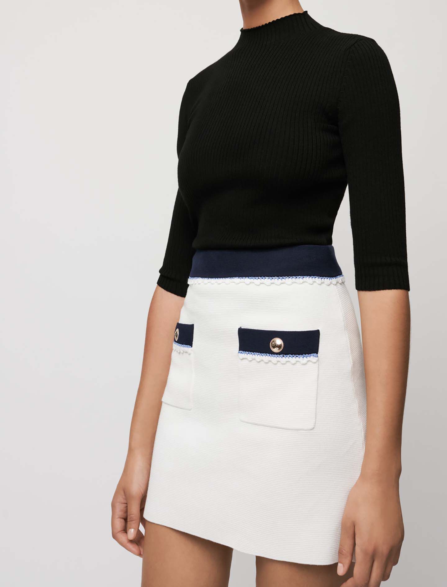 221JOLIANA Straight-cut contrasting knit skirt