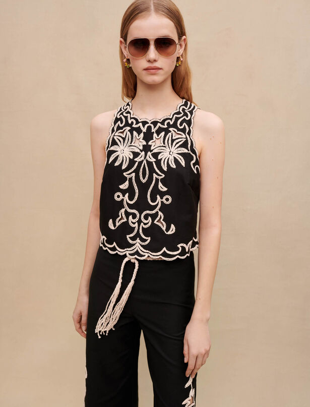 Maje Embroidered cropped top