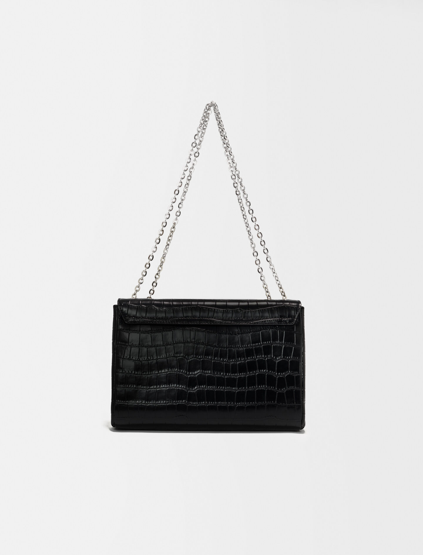222CLOVERSOFTCROCO Embossed leather bag with chain - Medium Bags