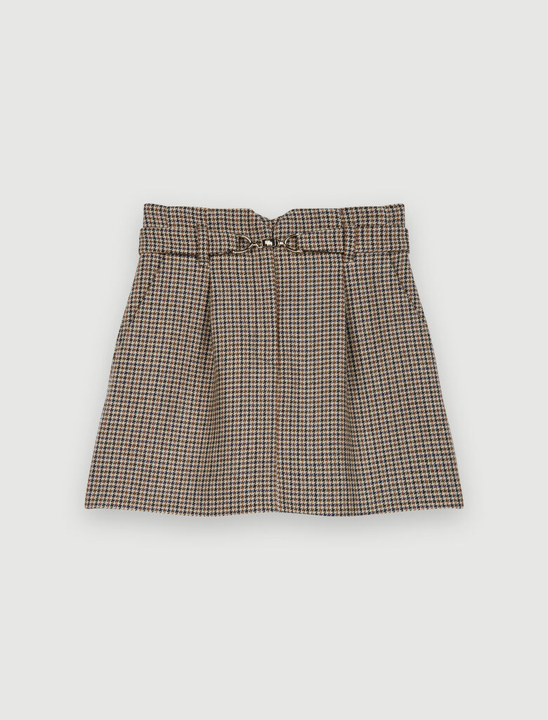 120JELING Short checked skirt with belt - Skirts & Shorts - Maje.com