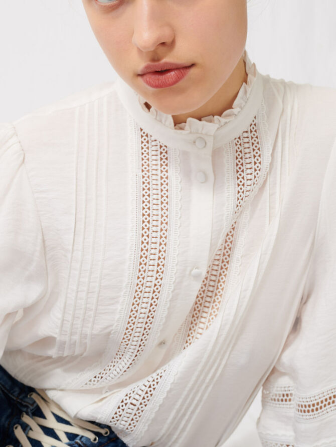 220CHORAL Romantic cotton and lace shirt - Tops & T-Shirts - Maje.com