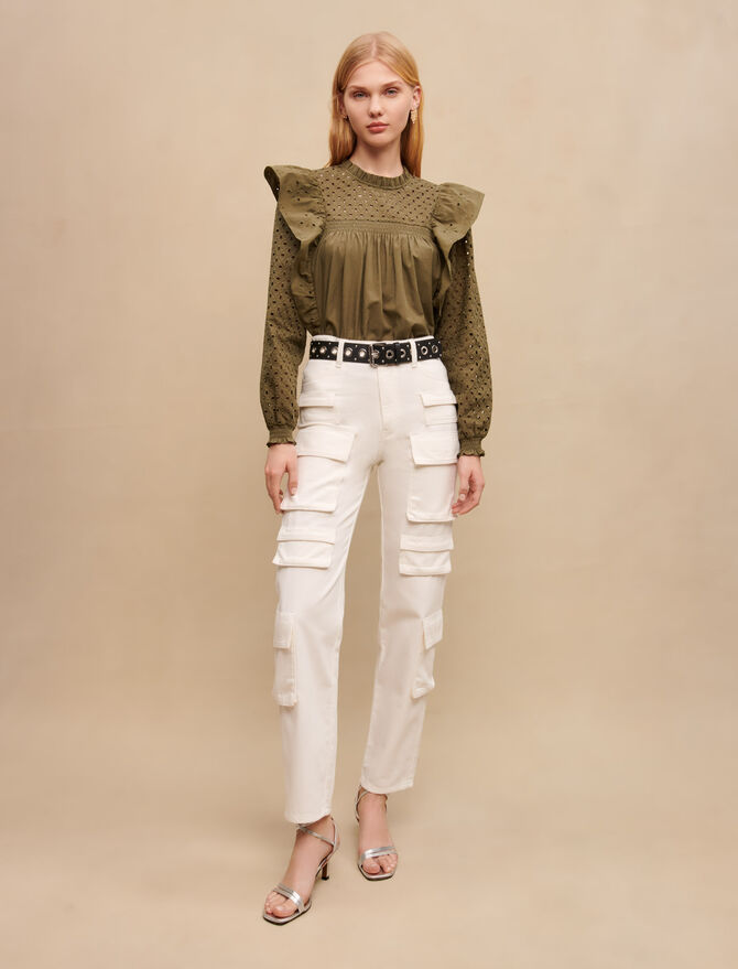 223PASSIGUET Jeans with floral embroidery - Pants & Jeans - Maje.com
