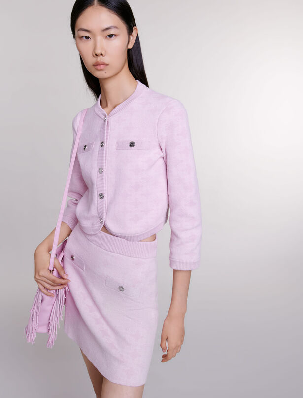 마쥬 Maje Jacquard knit skirt,Pale Pink