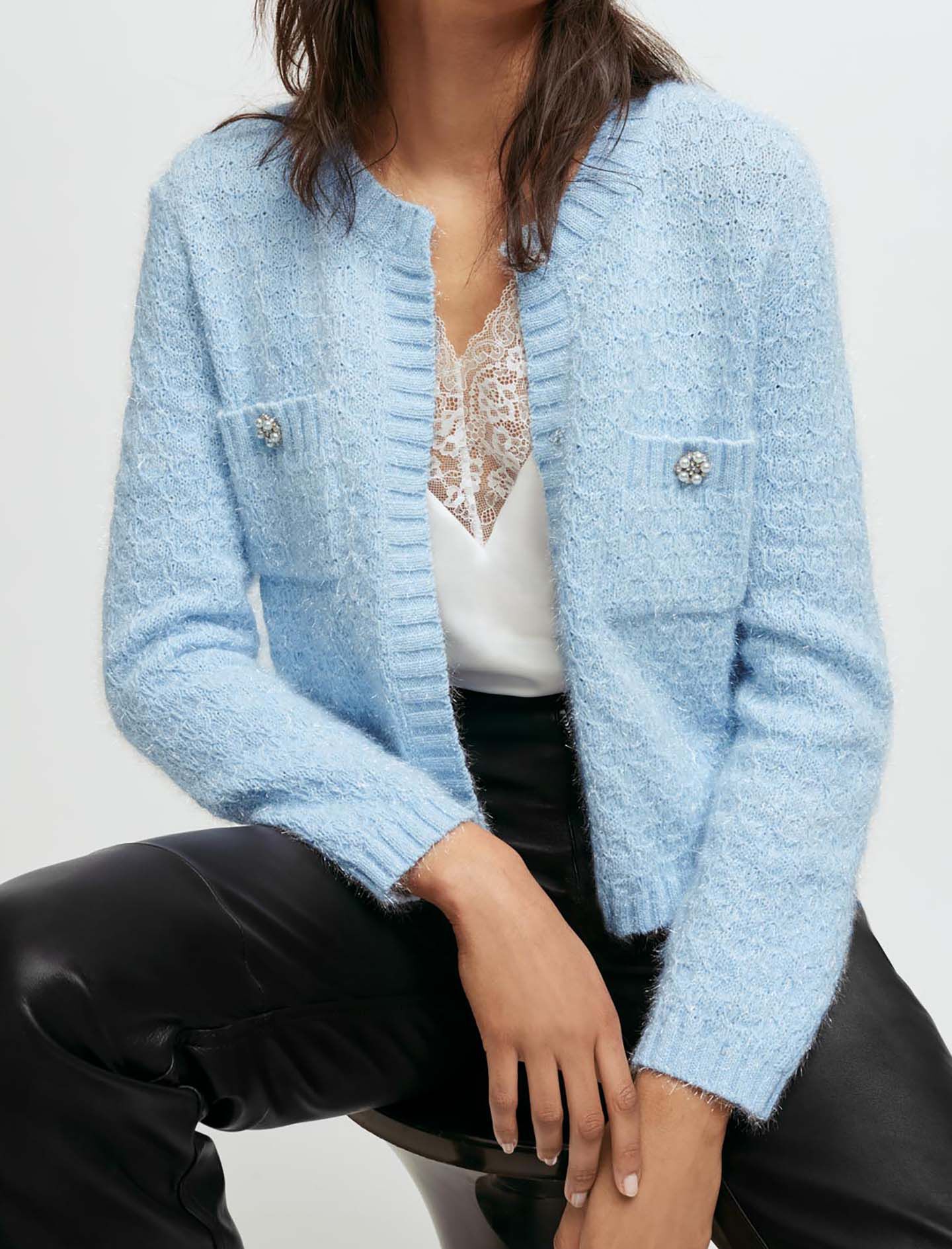 Blue discount cardigan jacket