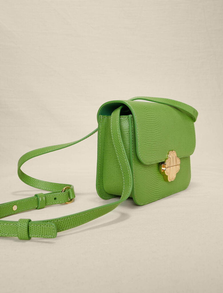 Loop Lizard-Embossed Leather Handbag