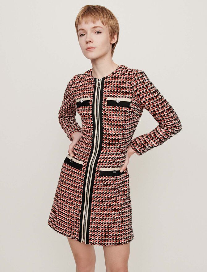 119ROMANE Tweed-style contrast dress - Dresses - Maje.com
