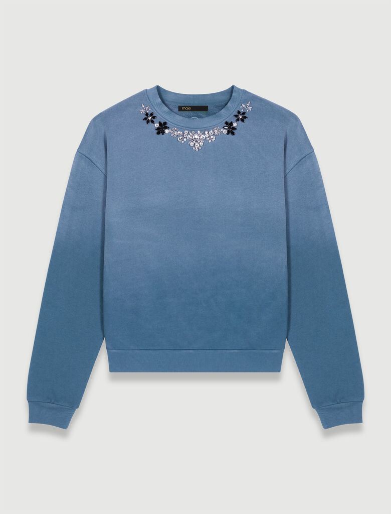 Genuine Louis Vuitton LV embroidery bicolor sweater L black blue