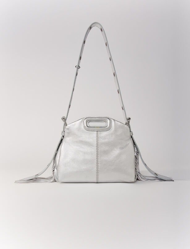마쥬 Maje Metallic leather mini Miss M bag,Silver