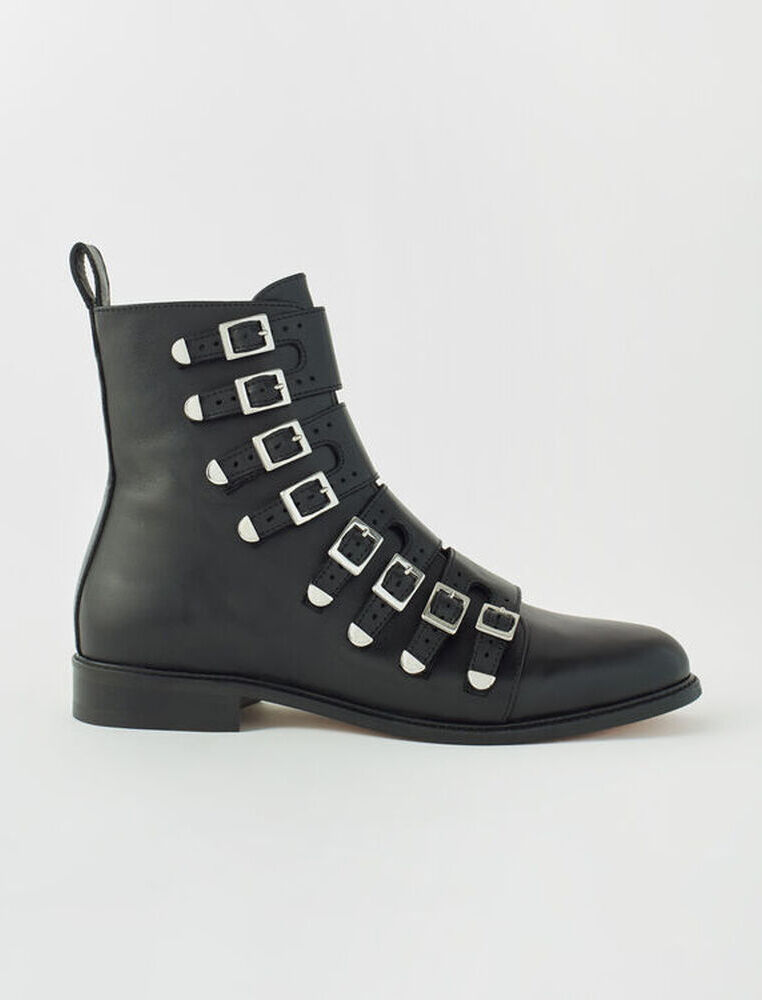 Maje flat leather sale studded booties