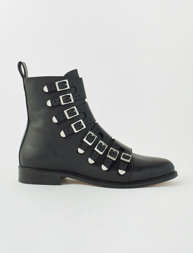 마쥬 Maje Multi-strap flat boots,Black