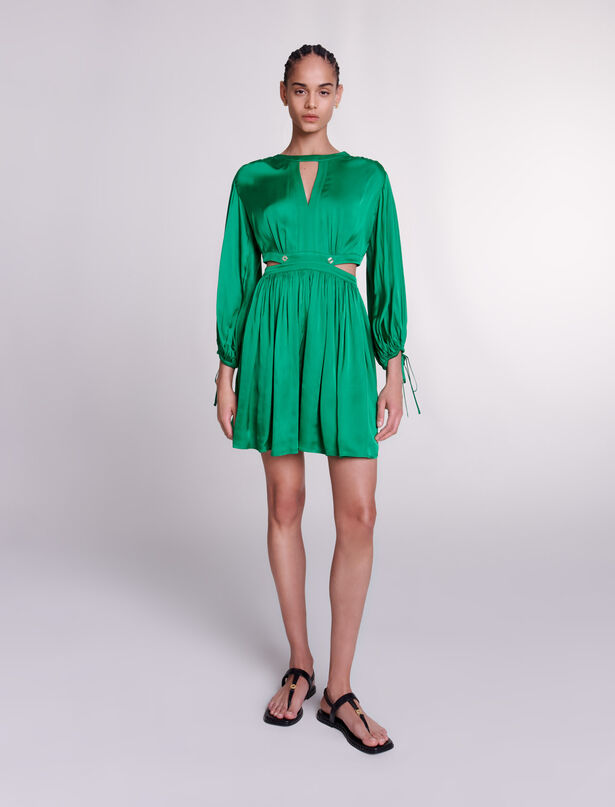 마쥬 드레스 Maje Short satin-look dress,Green