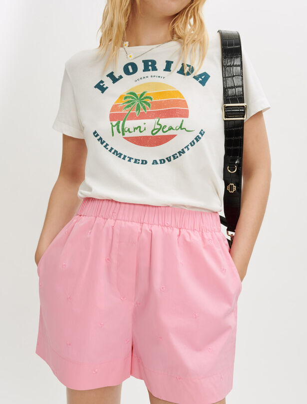 마쥬 반바지 MAJE Embroidered poplin shorts,Pink