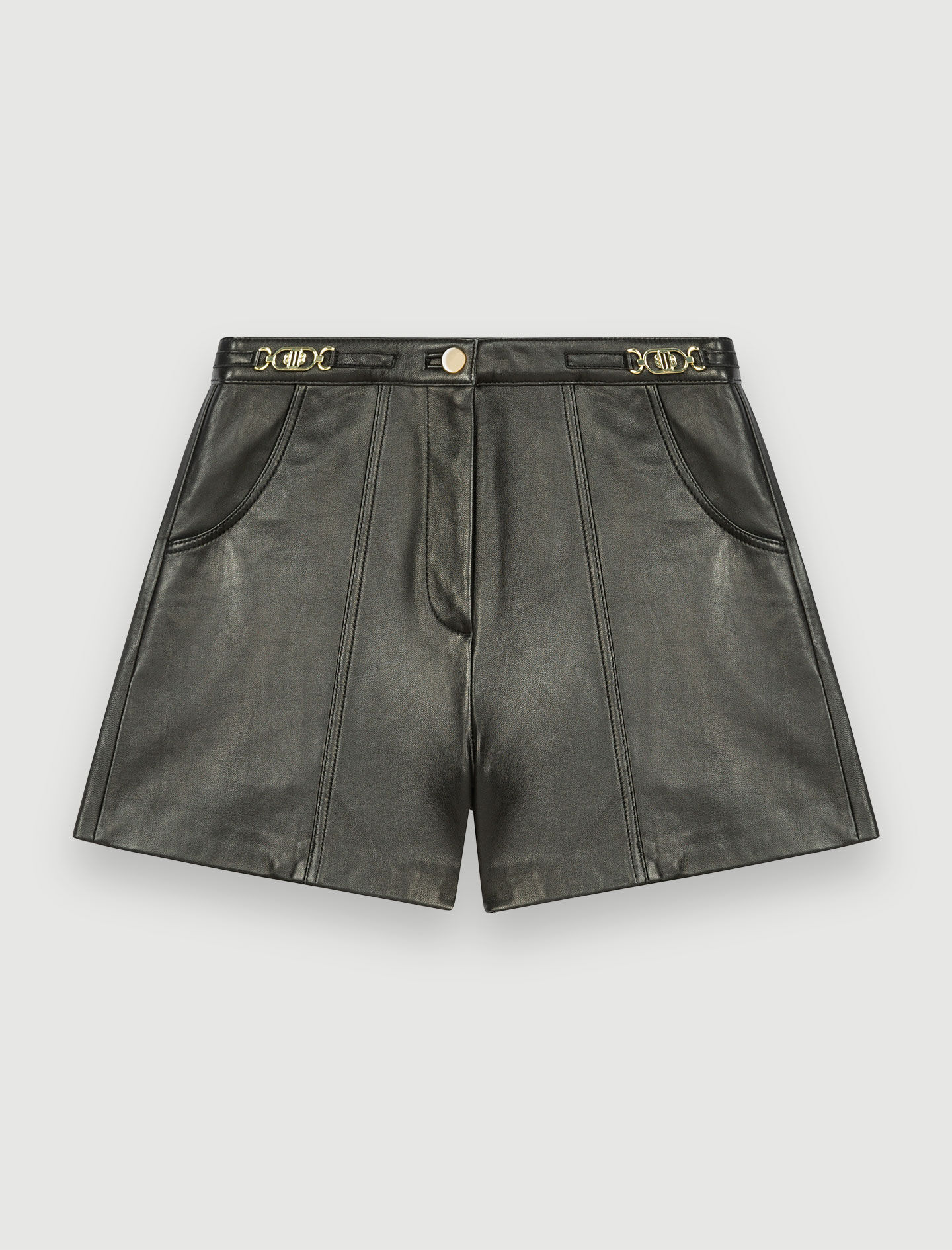 122IMORI Leather shorts with gold-tone hardware