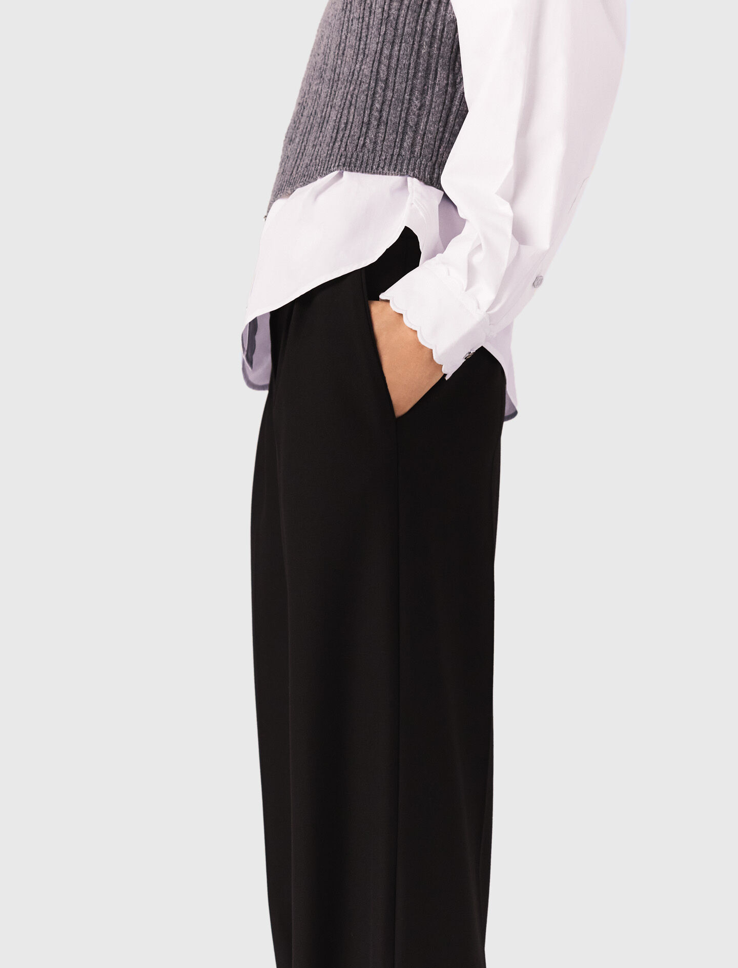 Wide-leg suit trousers Black / Gray For Women | Maje