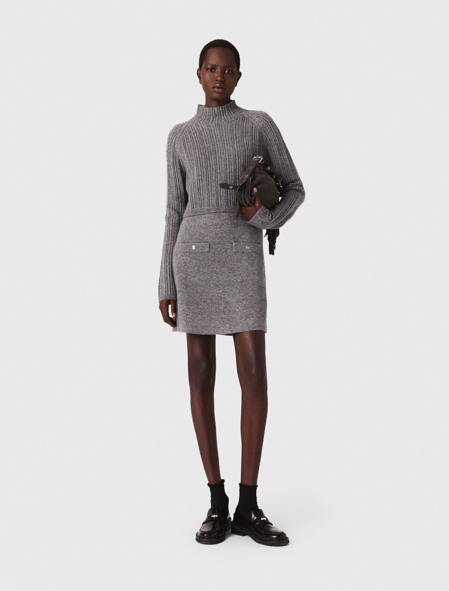 Knit dress with removable sweater