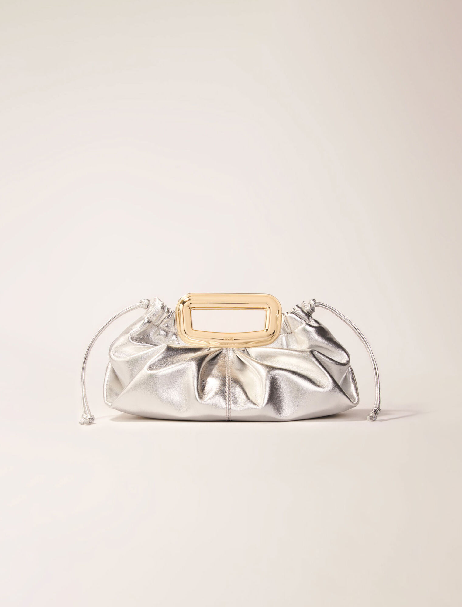 Leather metal handle clutch