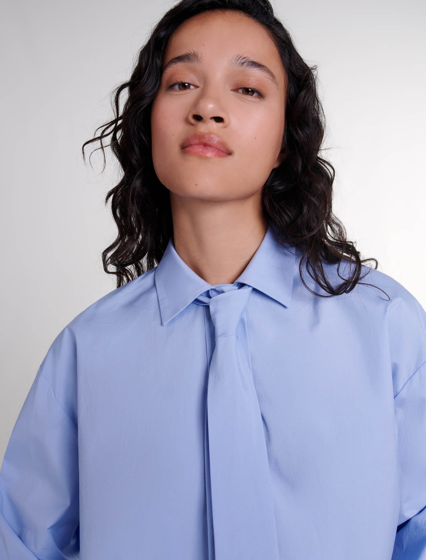 Shirt with removable tie Blue For Women | Maje