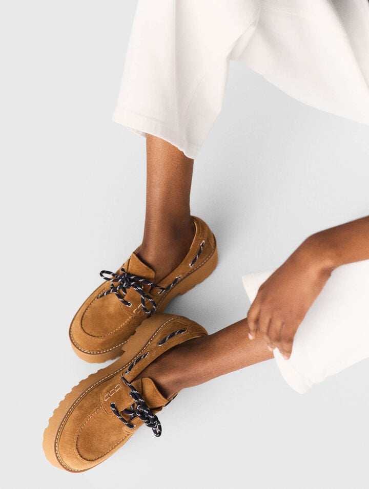 Suede platform boat shoes