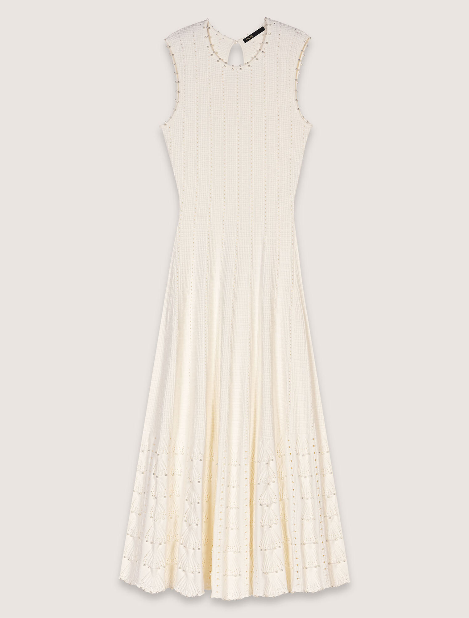 Beaded pointelle knit maxi dress 