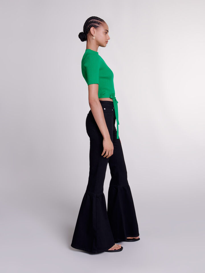 Knit crop top with ties