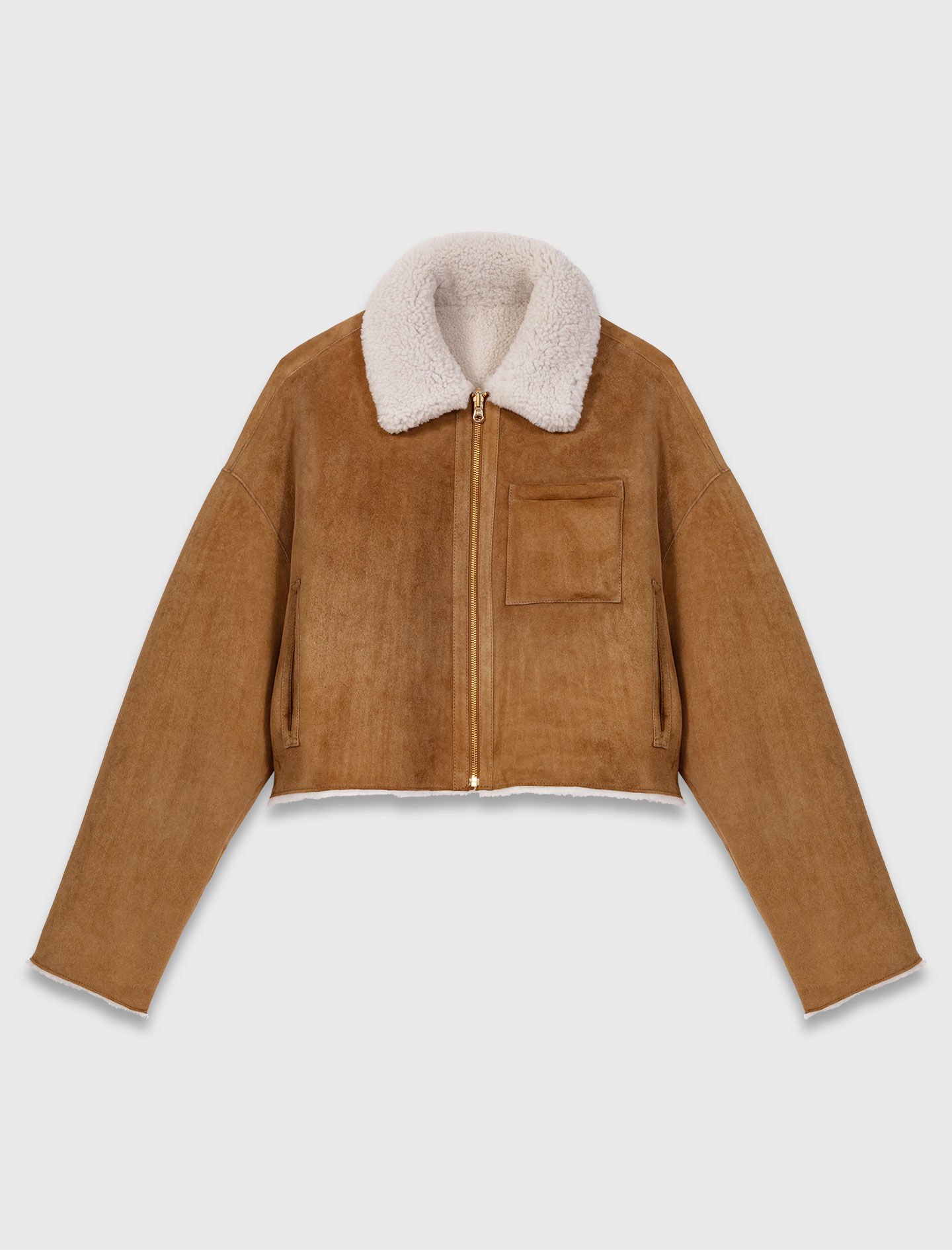 Reversible shearling coat Brown For Women | Maje