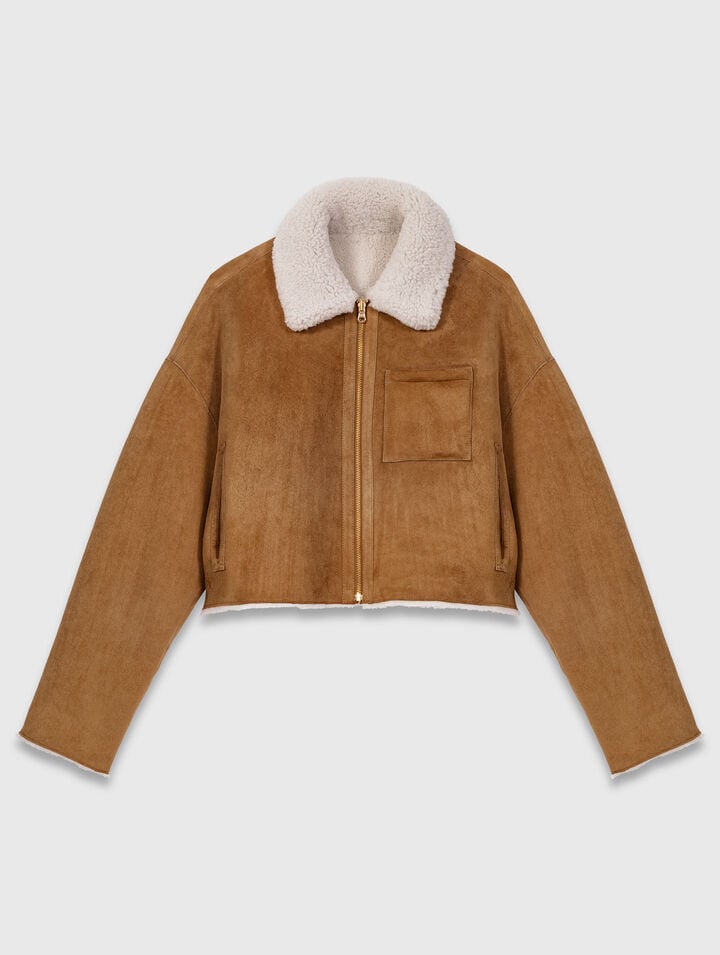 Reversible shearling coat