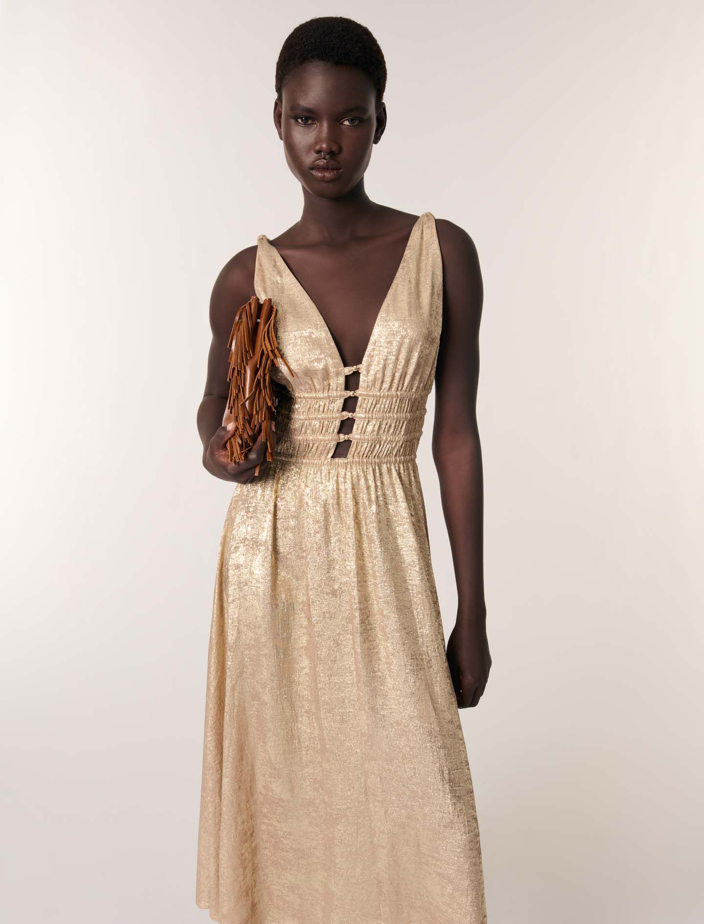maje マージュ Embroidered satin dress ワンピース Embroidered satin dress