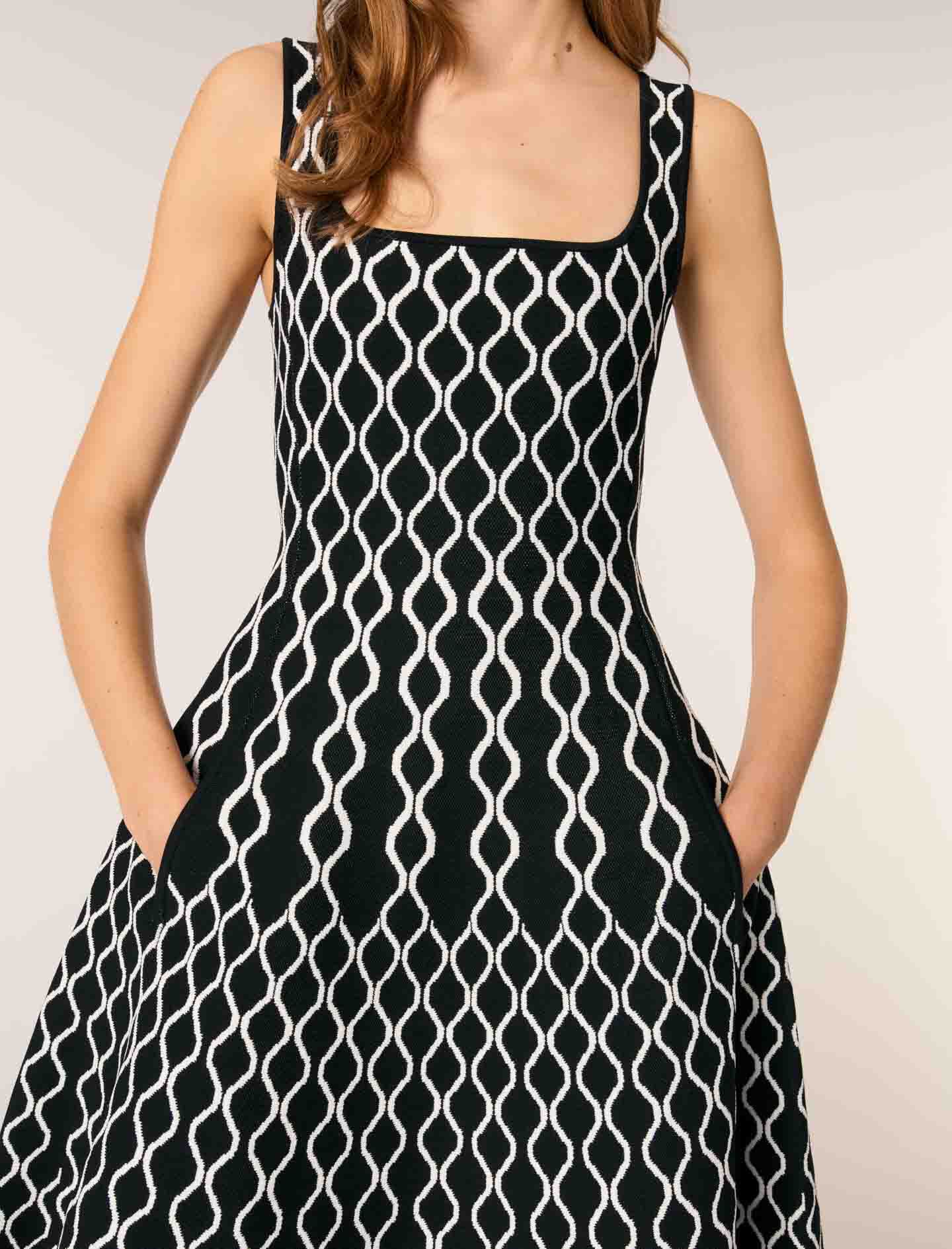 Jacquard knit midi dress Bicolor For Women | Maje