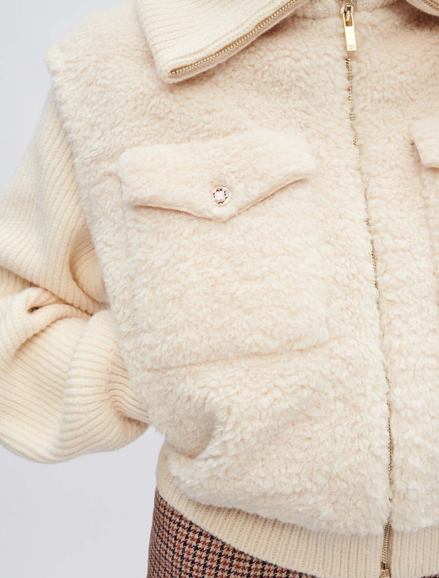 Faux fur and knit jacket