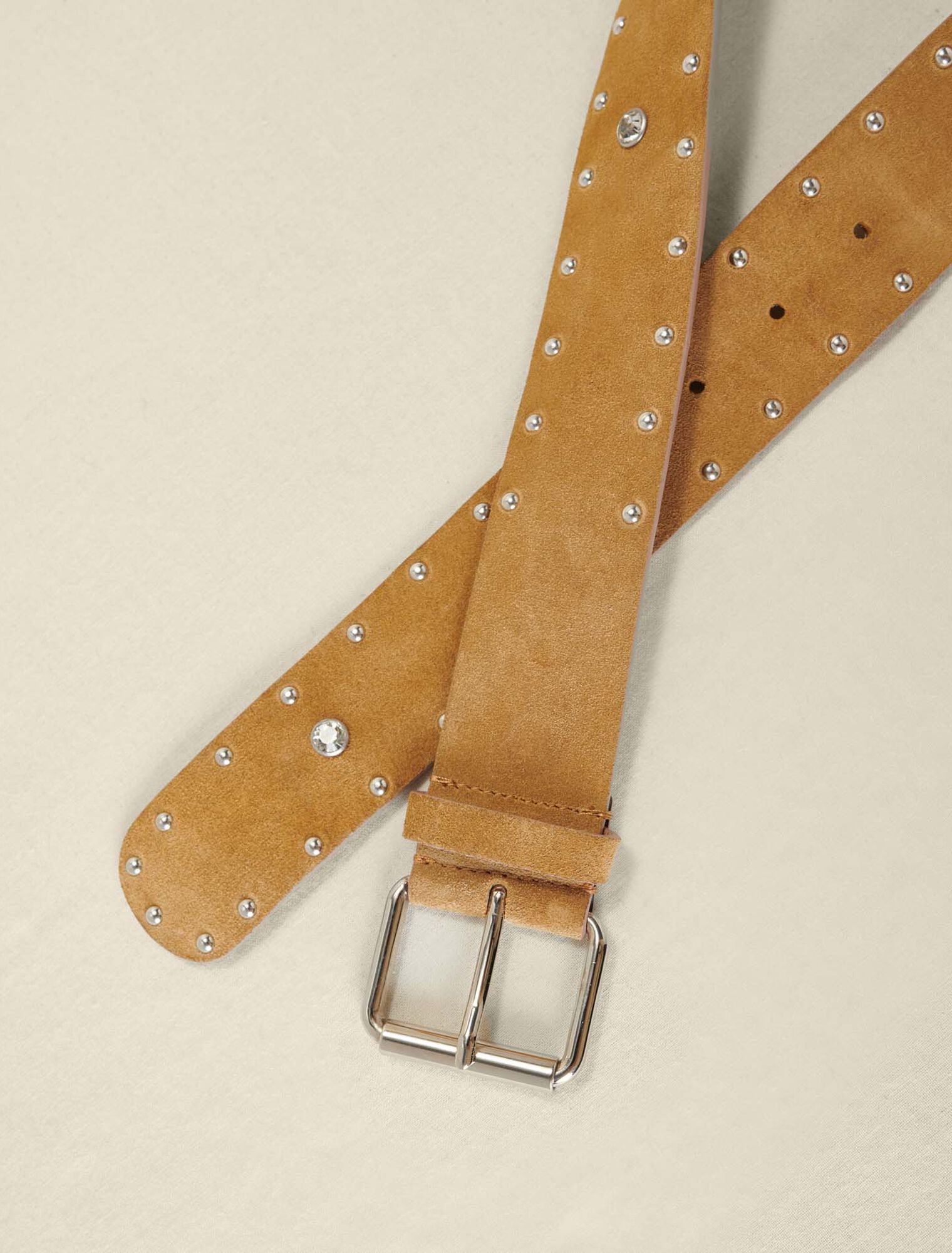 Studded suede leather belt