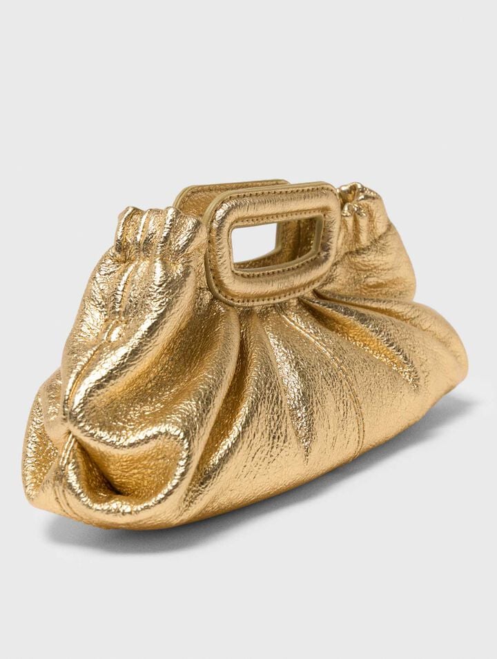 Mini metallic leather clutch