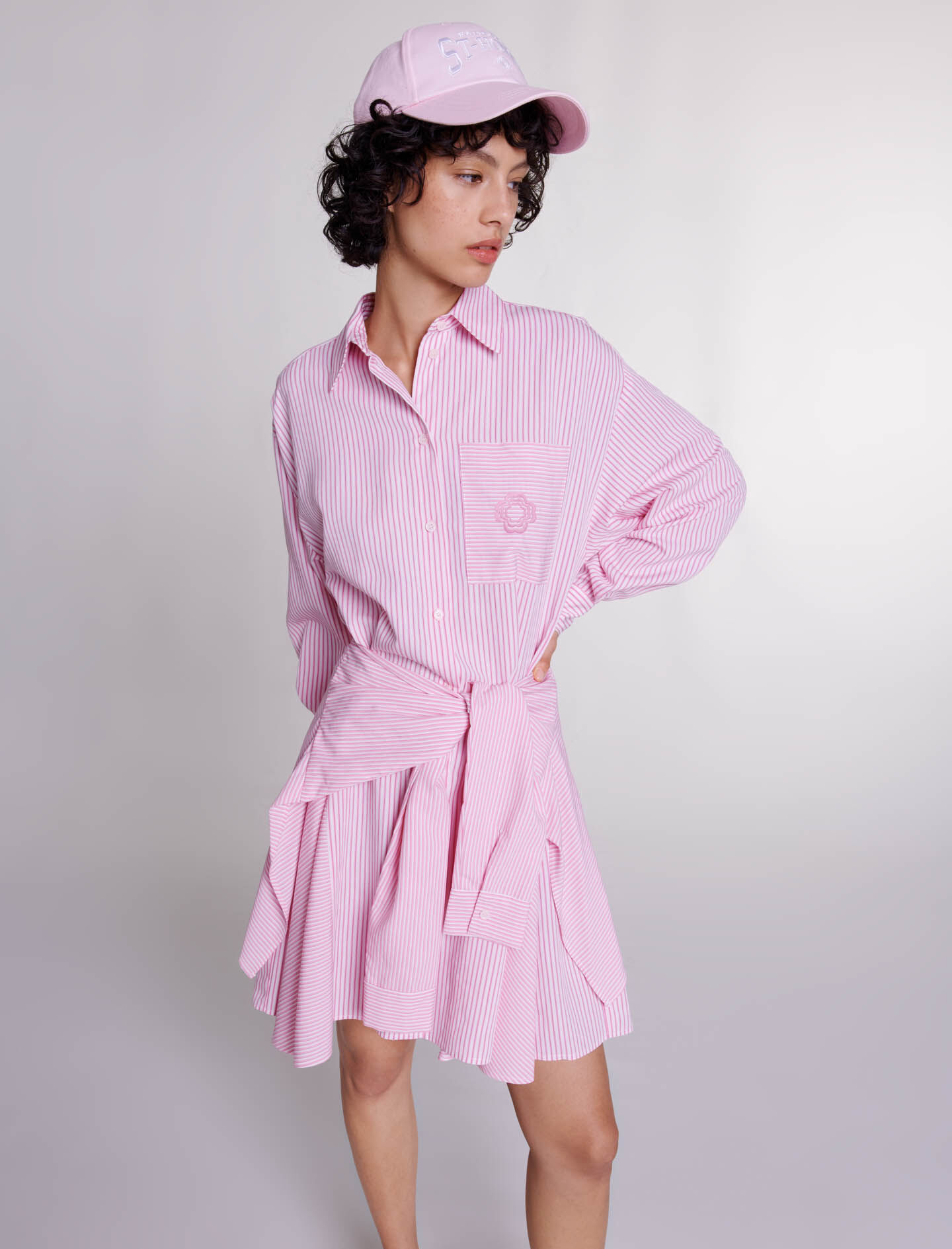 Colorful striped shirt dress cheap