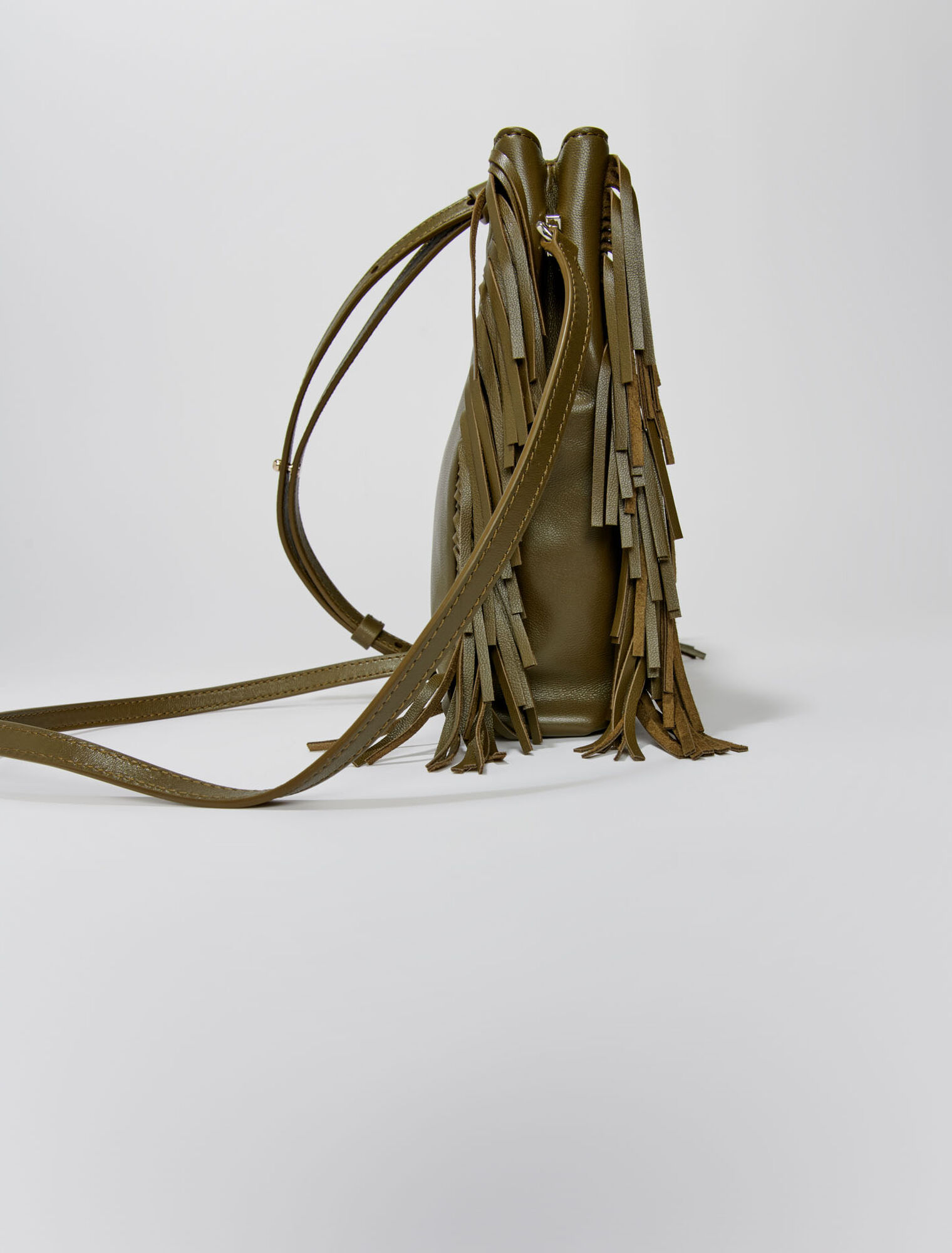 Smooth leather M bag with fringing