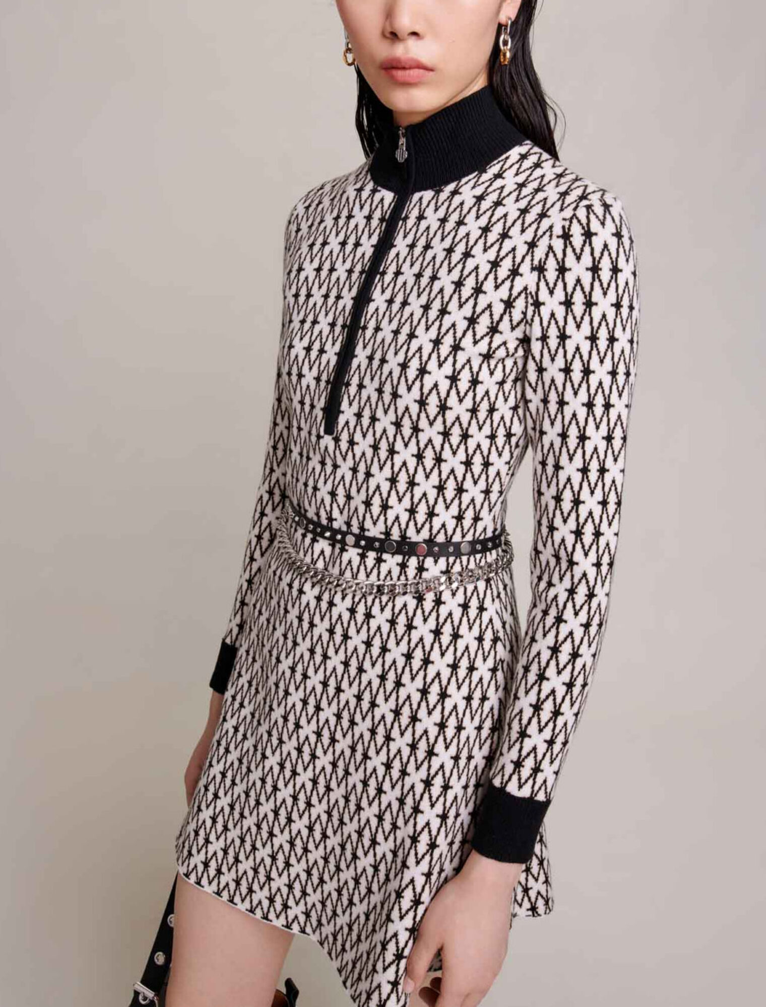 Short jacquard monogrammed dress