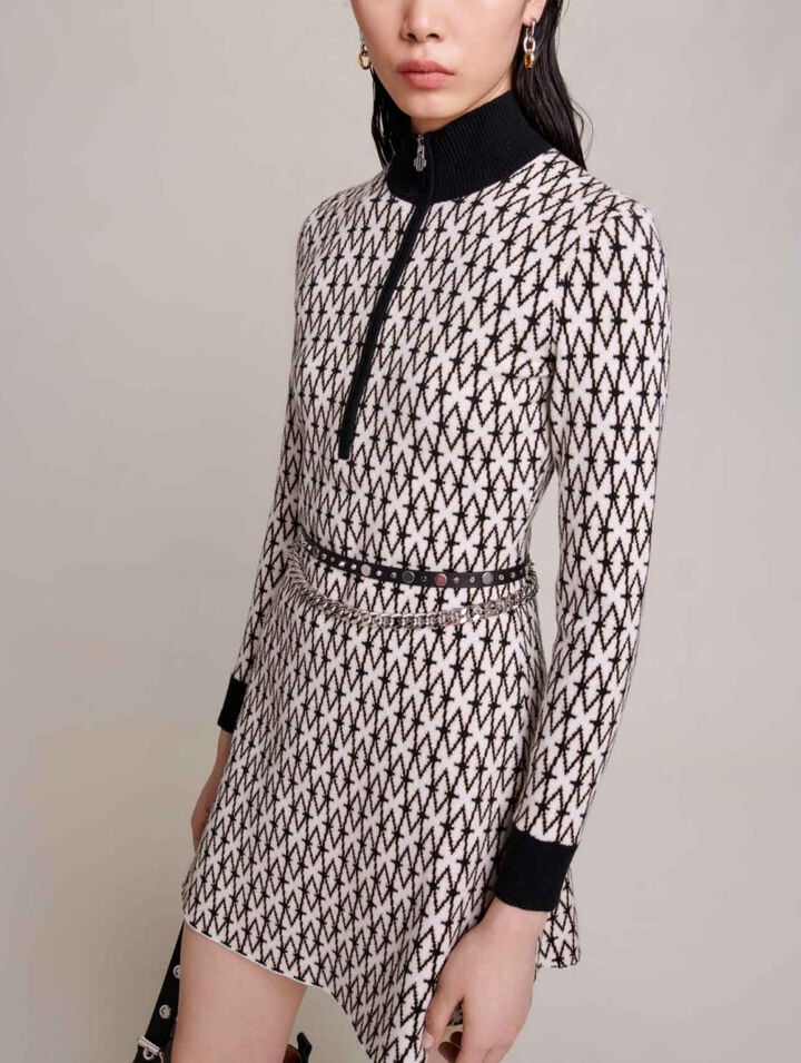 Short jacquard monogrammed dress