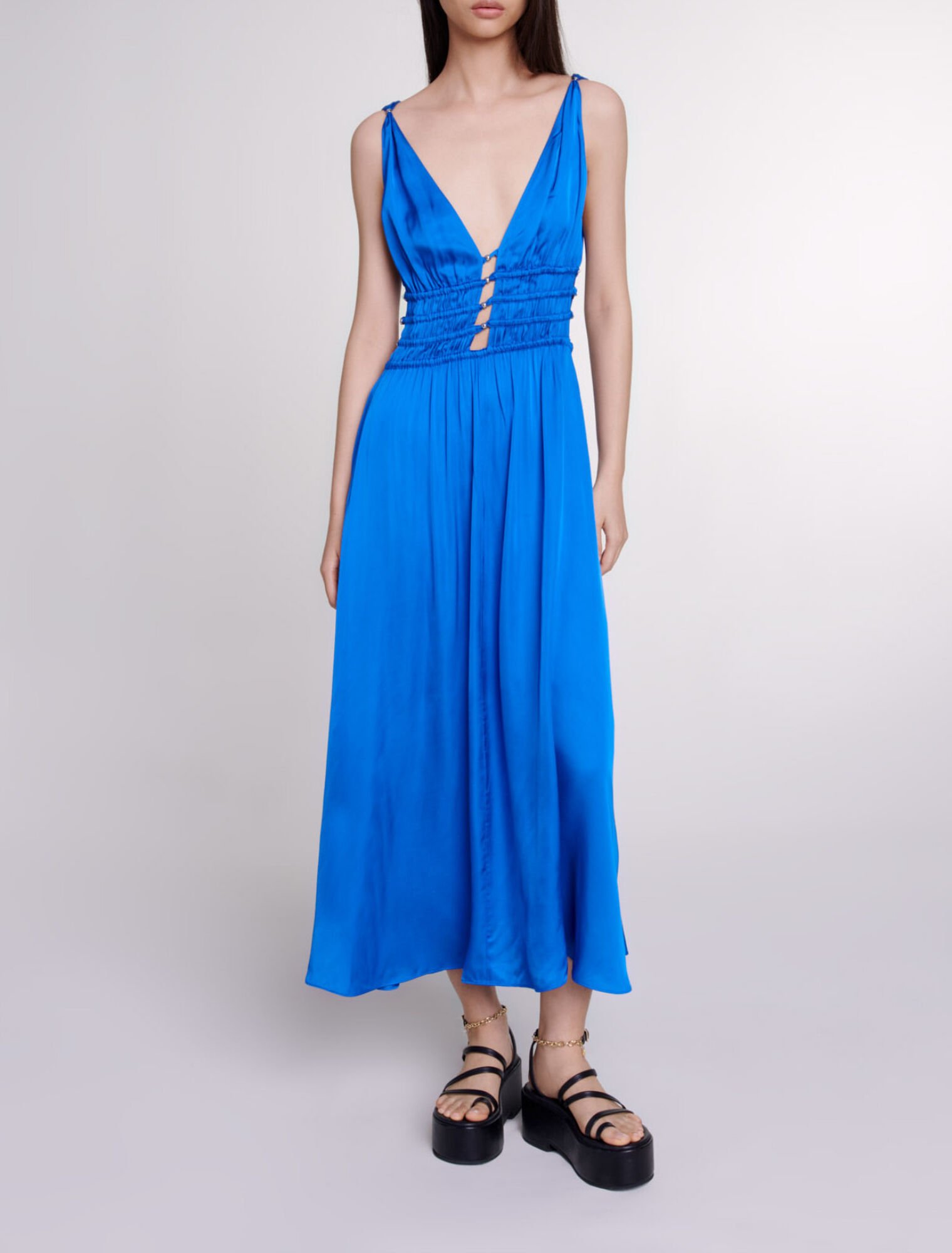 Openwork satin-effect dress