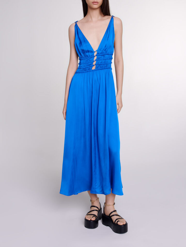 Openwork satin-effect dress