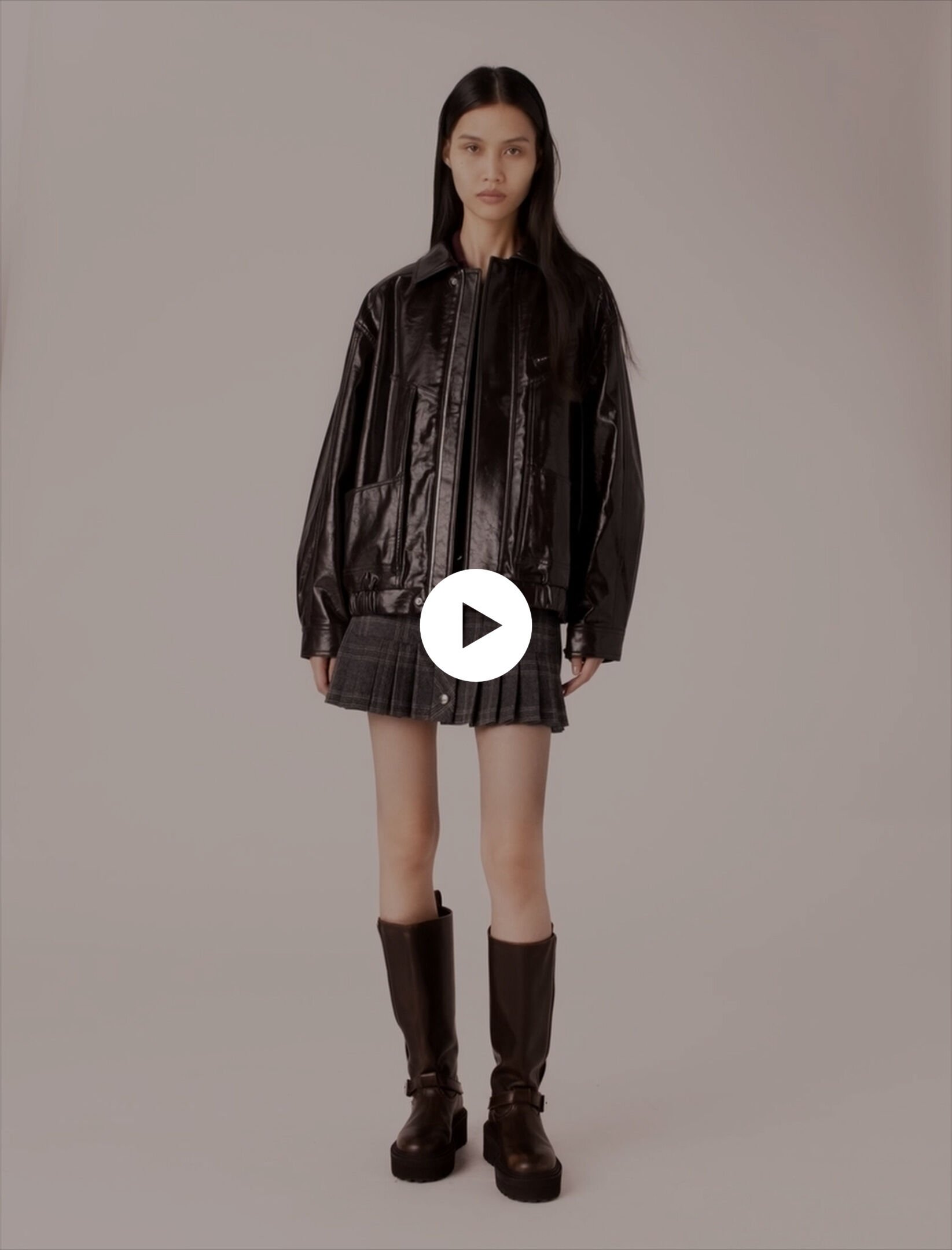 Brunt　Fp503　黒 Crackled faux leather jacket Brown For Women | Maje