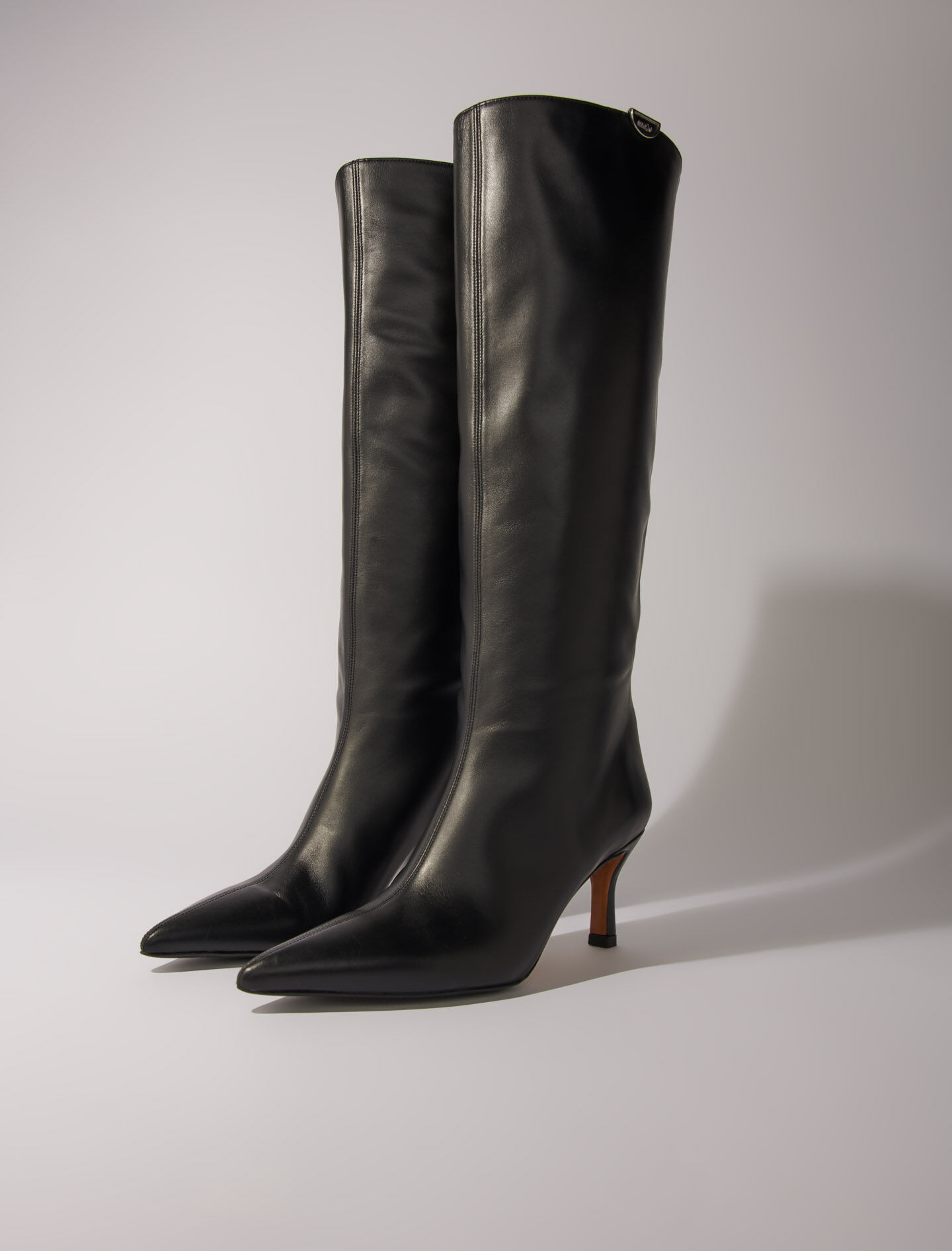 Pointed-toe leather boots Black / Gray For Women | Maje