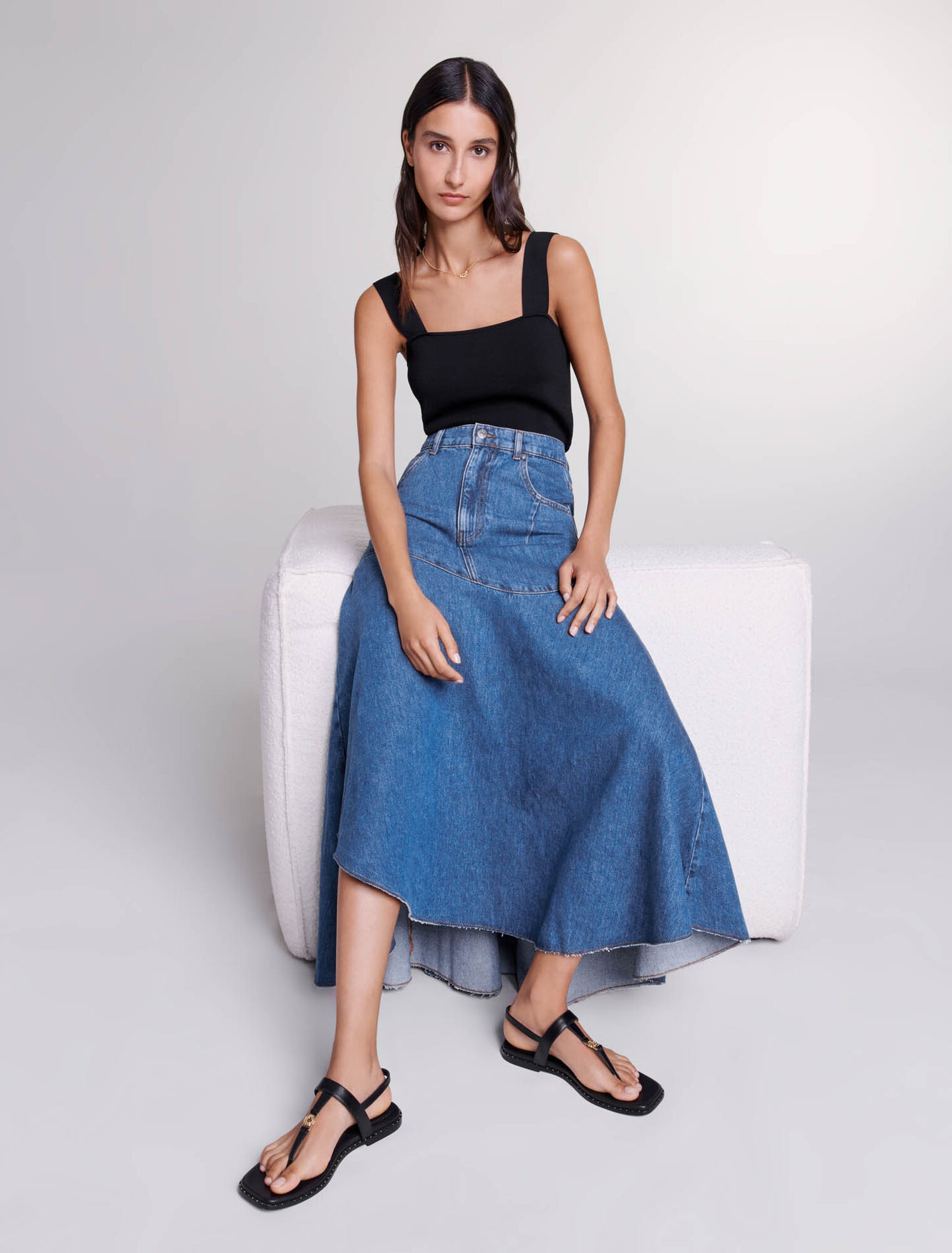 Asymmetrical denim skirt