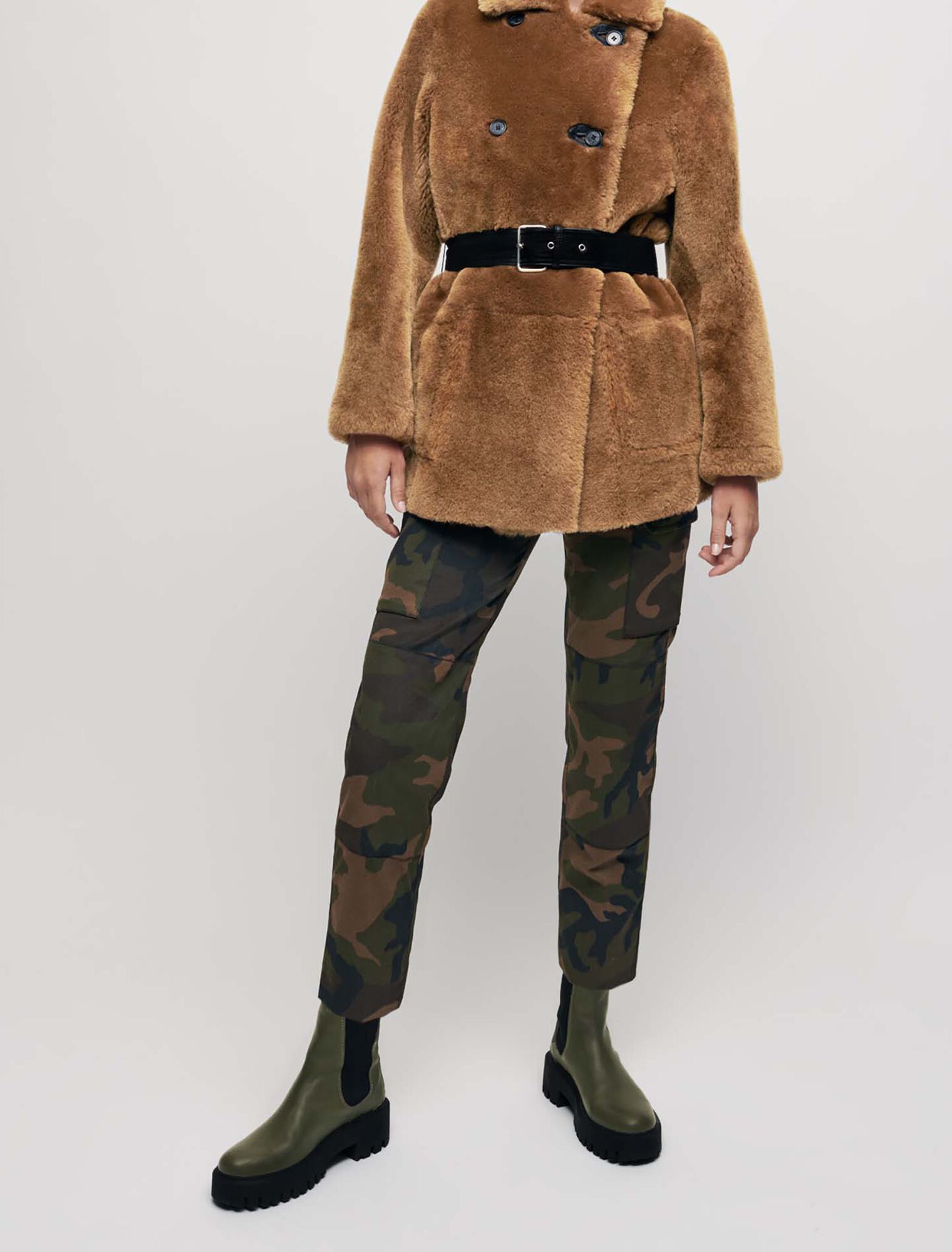 Reversible shearling coat