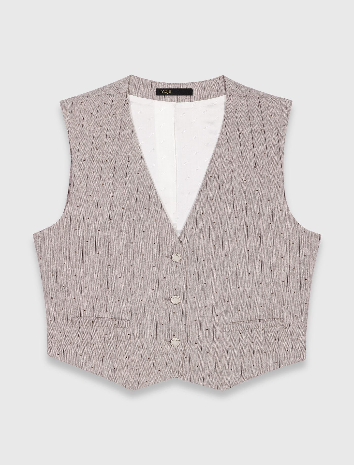 Rhinestone tailored vest Black / Gray For Women | Maje