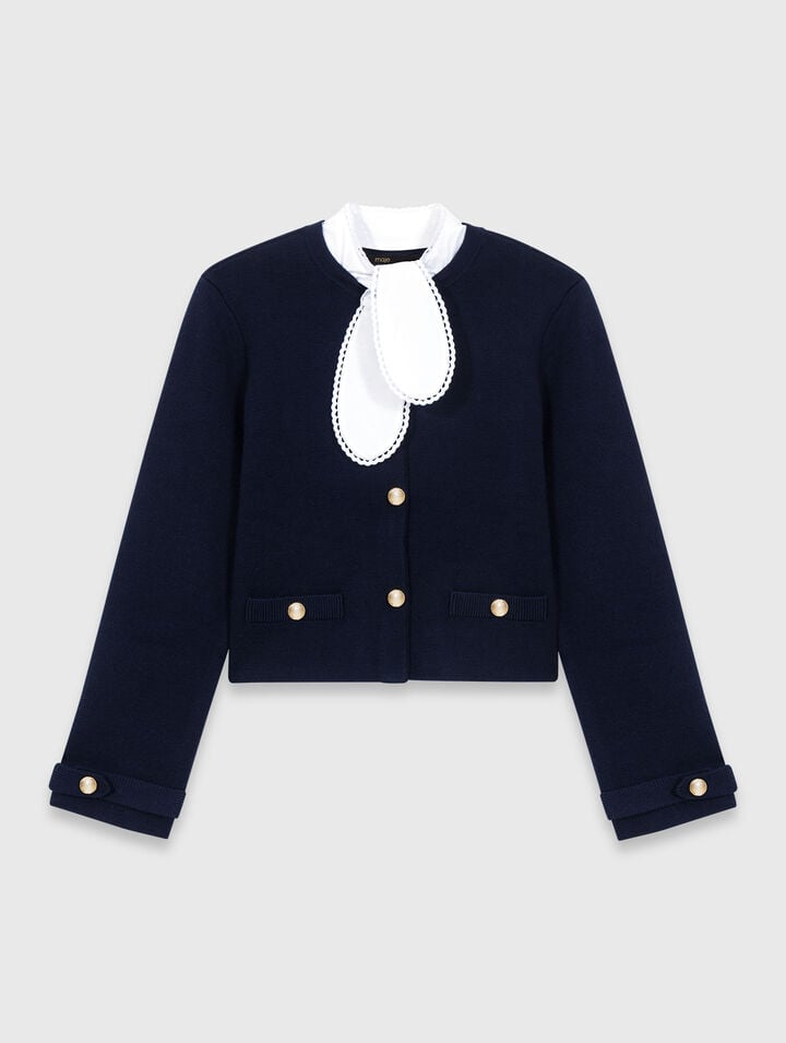 Detachable embroidered collar cardi