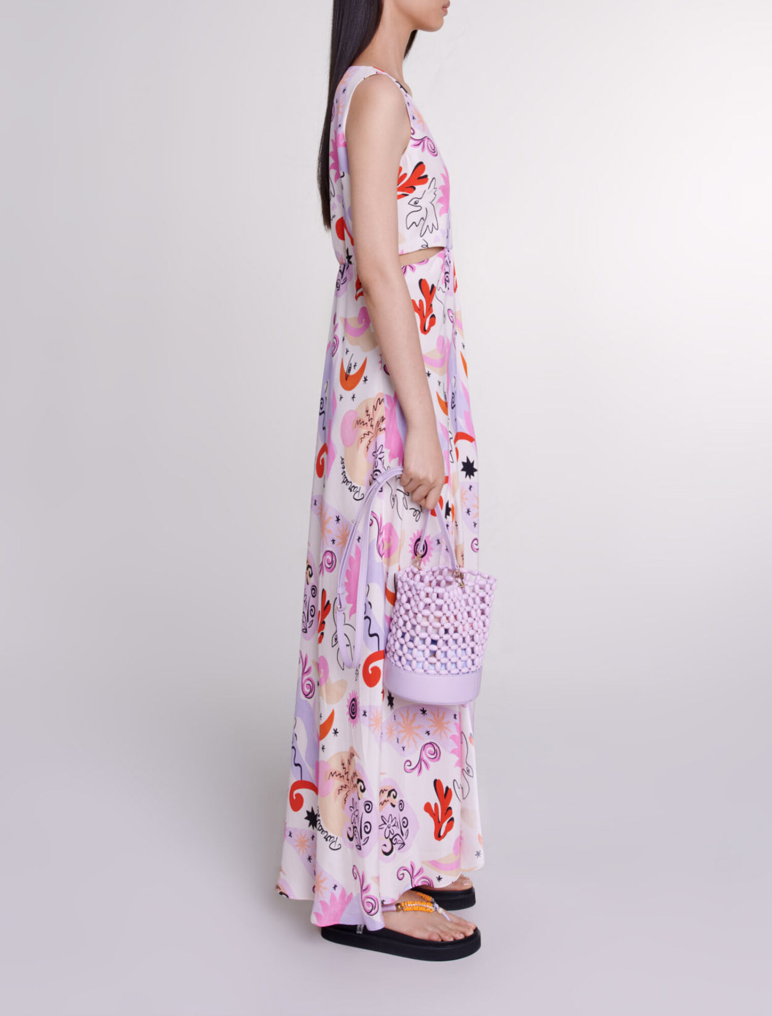 Cutaway silk maxi dress