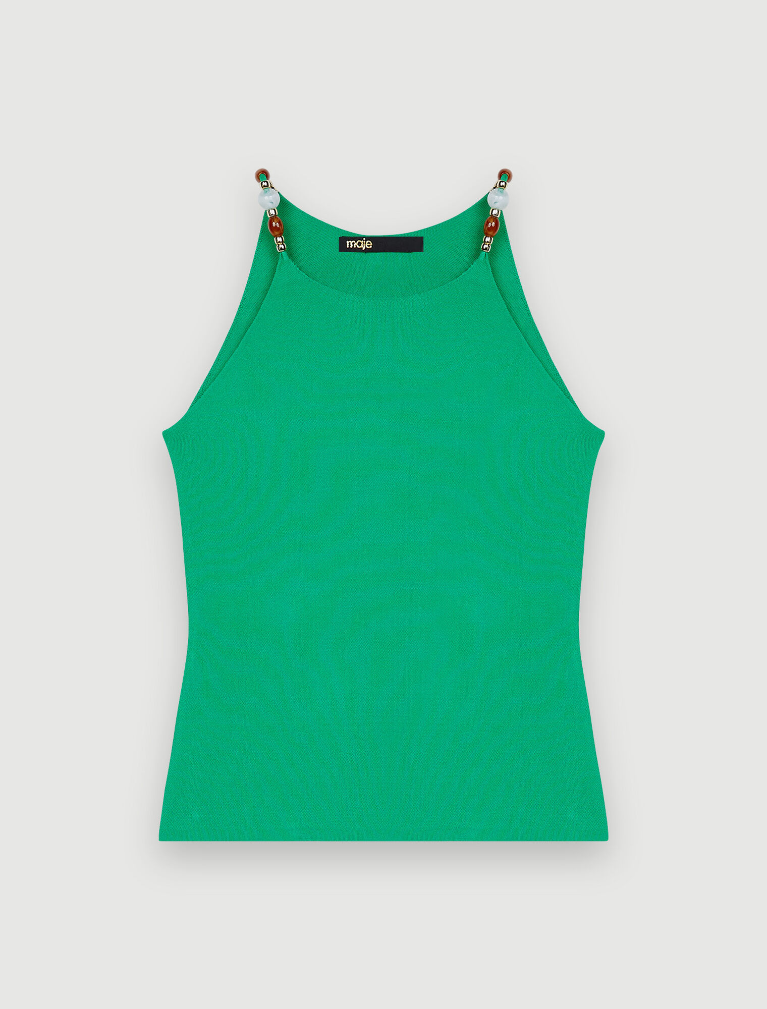 Knitted vest top with beading