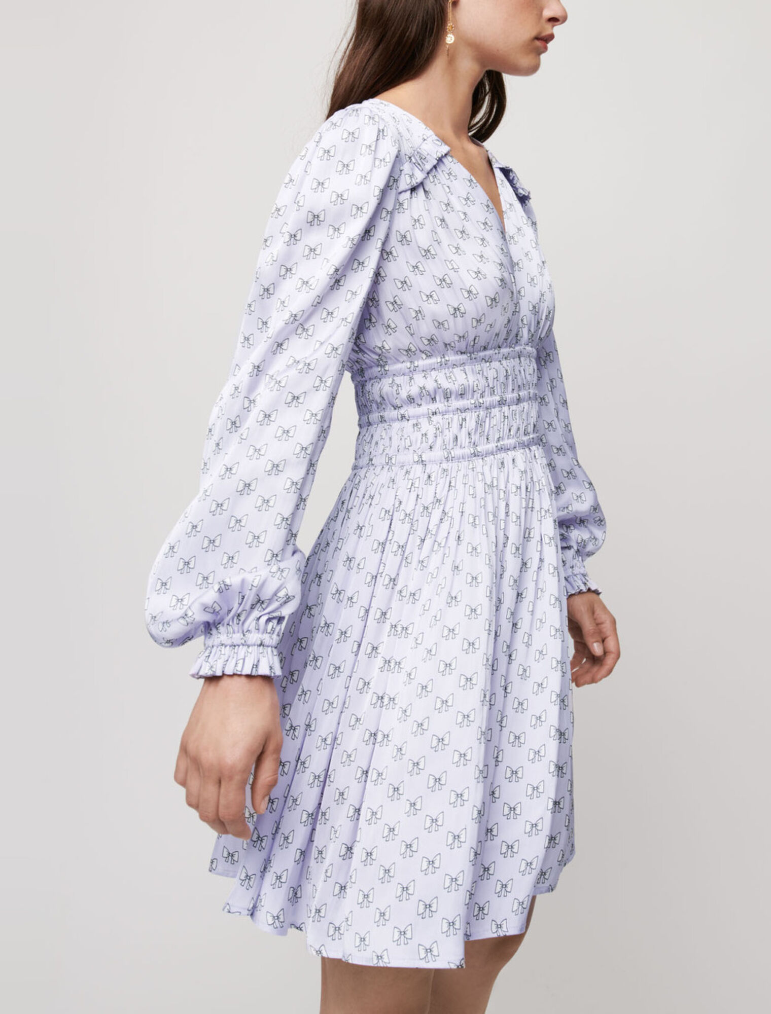 Satin dress with ruffles