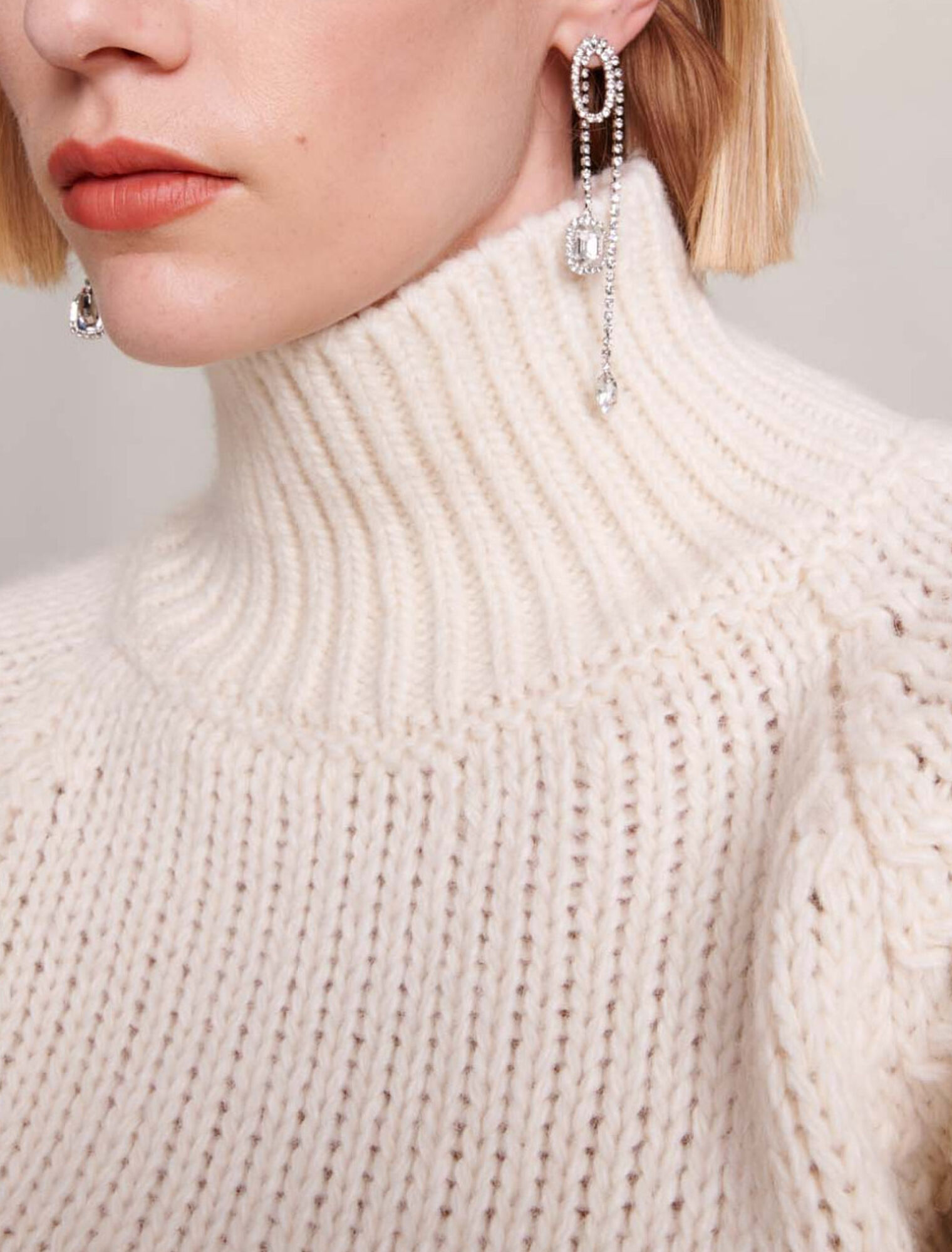 Cropped knit lace-up back jumper